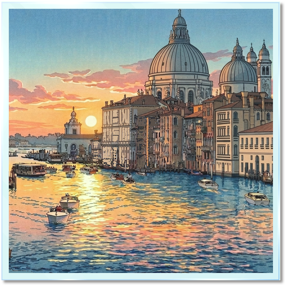 ベニス三十六景 #2 「サルーテ聖堂の夕映えに」/36 Views of Venice #2 — "In the Evening Glow of the Salute"