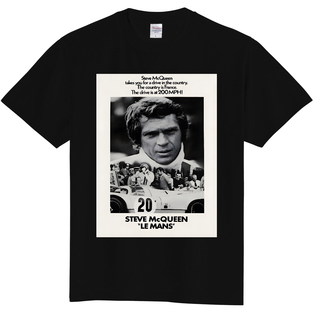 スティーブ・マックイーン「ル・マン」ヴィンテージポスター風Tシャツ｜LE MANS レーシング映画 レトロアート レプリカ