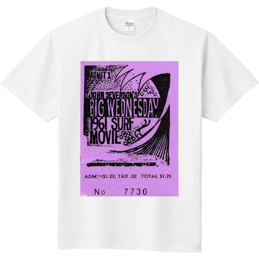 BIG WEDNESDAY ヴィンテージチケット風Tシャツ｜サーフムービー レトロアート 1961 SURF MOVIE レプリカ