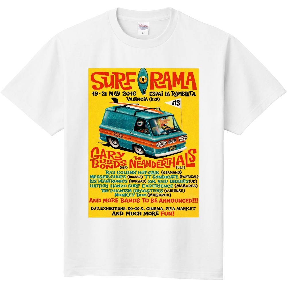 サーフィンTシャツ / SURF O RAMA / ヴィンテージフェス / ワーゲンバス / レトロポスター風 / サーフカルチャー