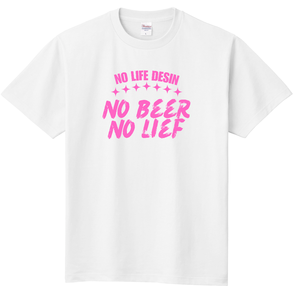 【NO BEER NO LIFE】HAND-PRINT STYLE / メッセージ・グラフィックTシャツ 