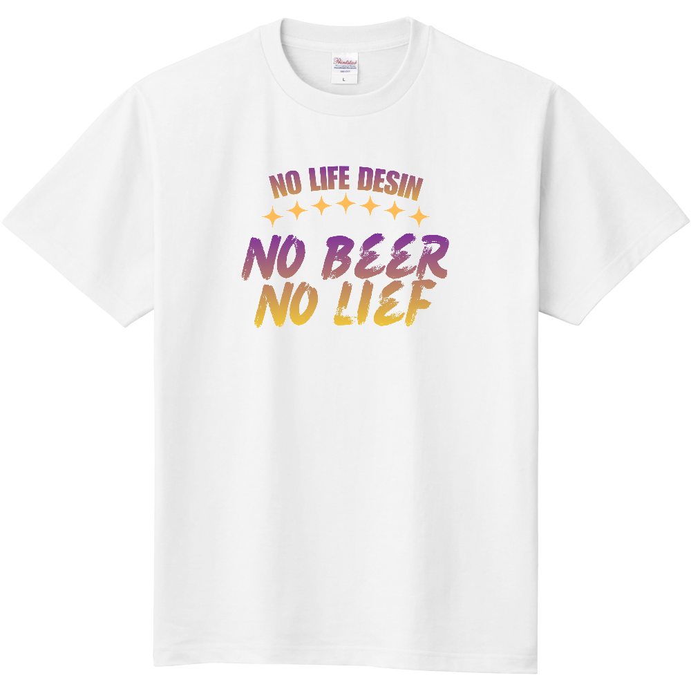【NO BEER NO LIFE】HAND-PRINT STYLE / メッセージ・グラフィックTシャツ 