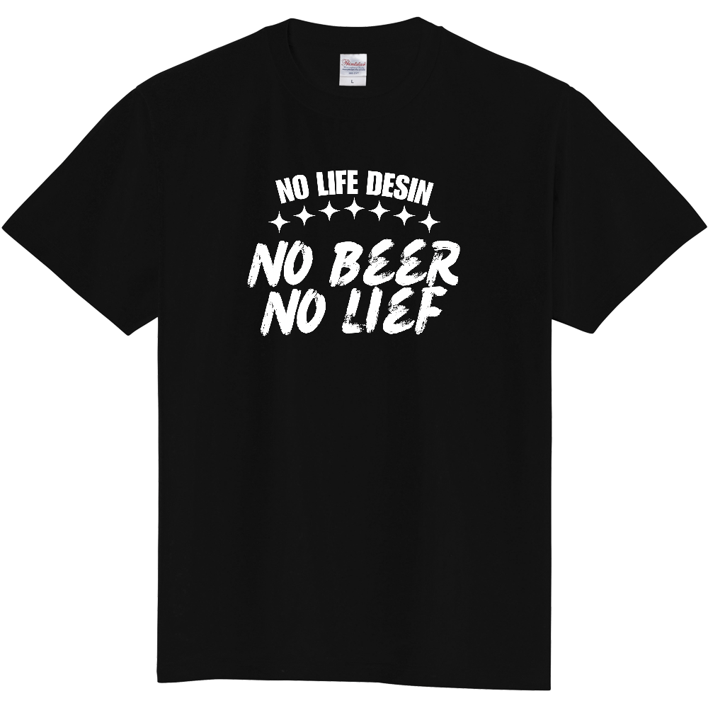 【NO BEER NO LIFE】HAND-PRINT STYLE / メッセージ・グラフィックTシャツ 
