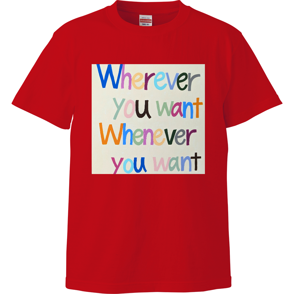 「着る絵本」キッズTシャツ（赤）❘ プロローグ「どこへでも行ける」 ❘ 磁器絵付け作家デザイン・出産祝い・誕生日ギフト（100cm〜160cm）