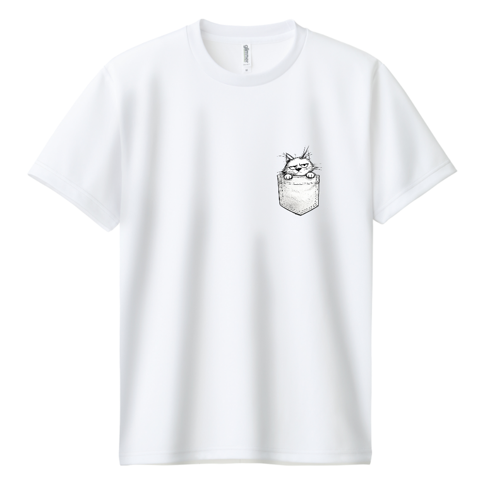 ポケット猫Tシャツ｜のぞいてる不機嫌猫デザイン