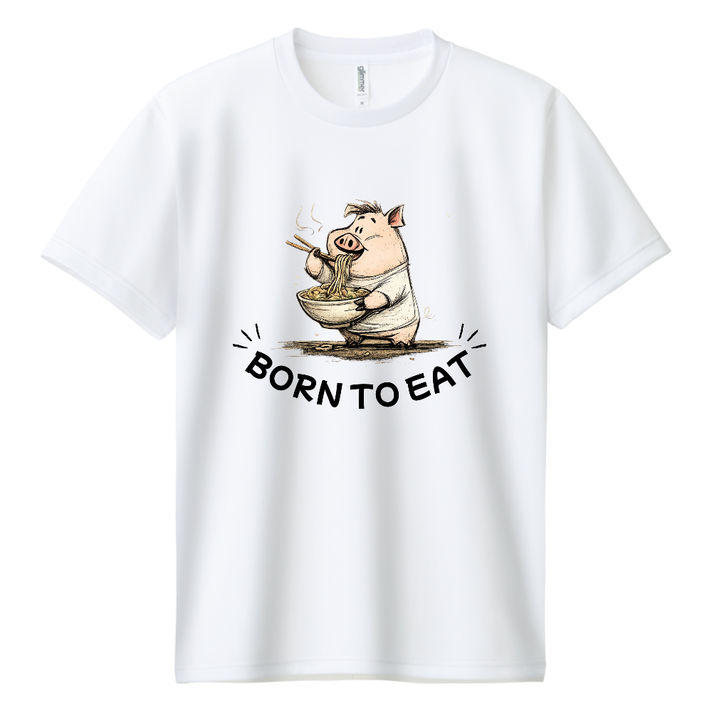 BORN TO EAT 豚Tシャツ｜ラーメン好きのための食いしん坊デザイン