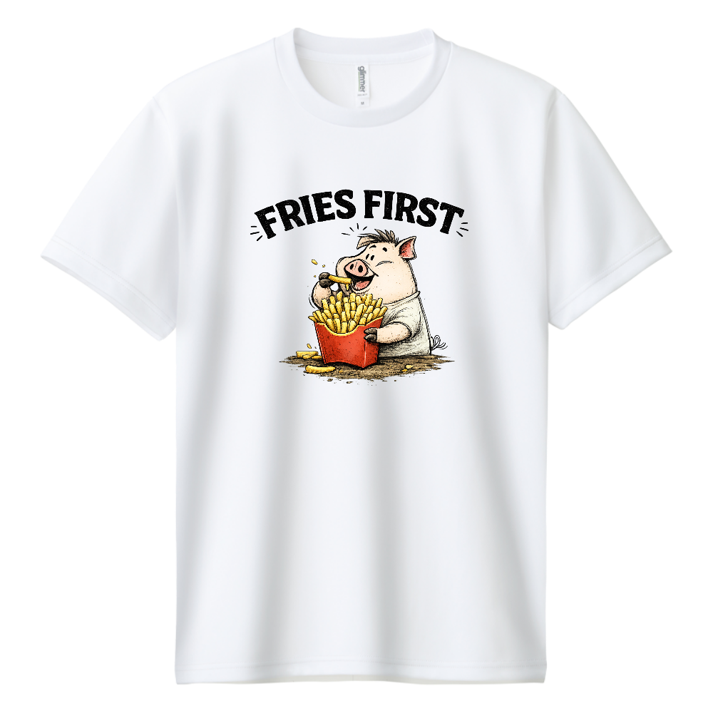 FRIES FIRST 豚Tシャツ｜ポテト好きのための食いしん坊デザイン