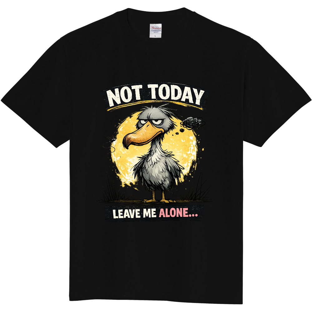 LEAVE ME ALONE ハシビロコウTシャツ｜不機嫌かわいい鳥デザイン