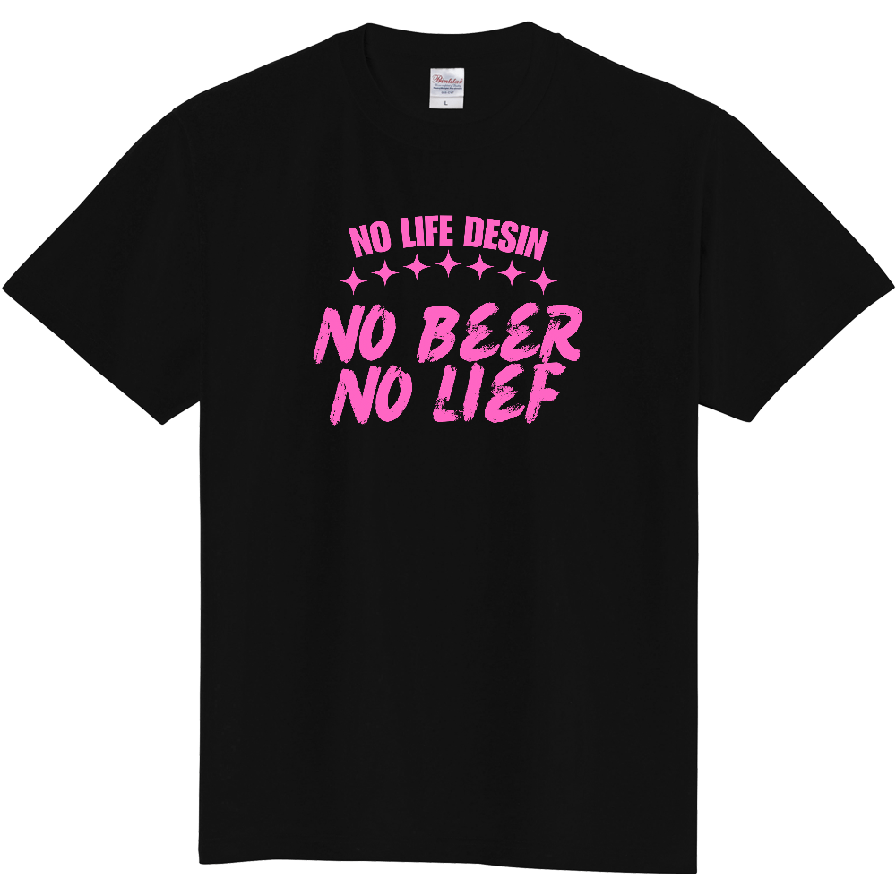 【NO BEER NO LIFE】HAND-PRINT STYLE / メッセージ・グラフィックTシャツ