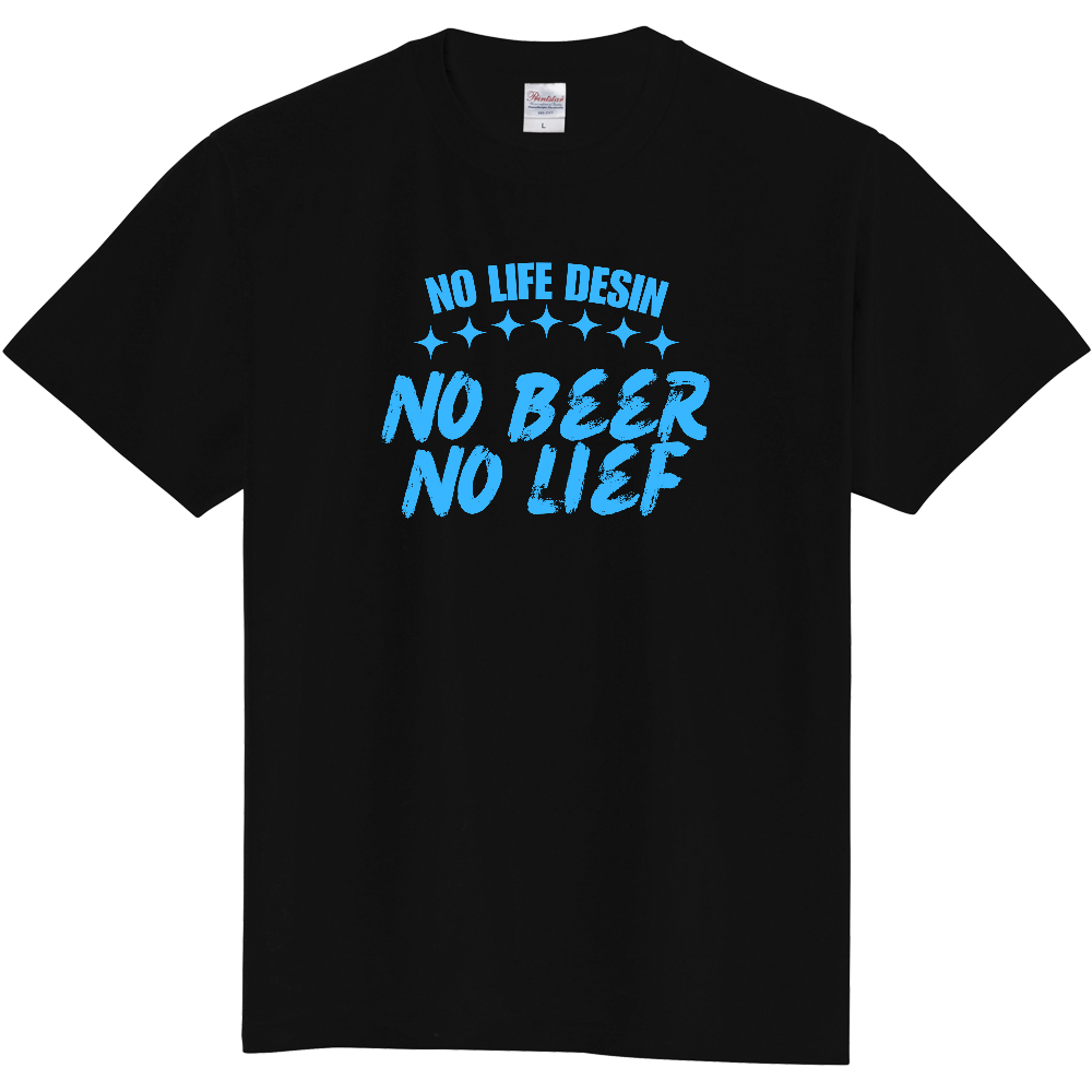 【NO BEER NO LIFE】HAND-PRINT STYLE / メッセージ・グラフィックTシャツ 
