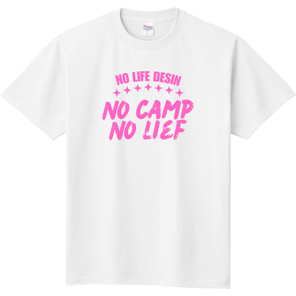 【NO CAMP NO LIFE】HAND-PRINT STYLE / メッセージ・グラフィックTシャツ 