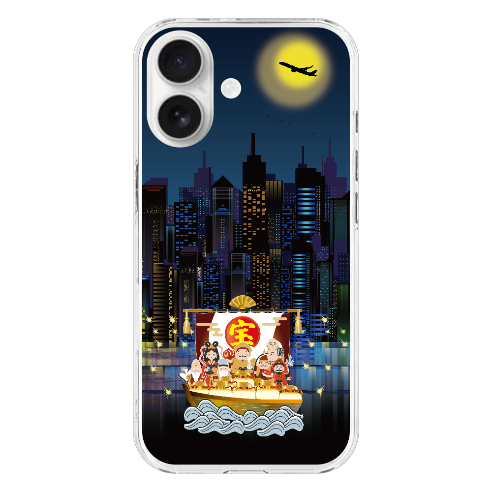 M153　シュール宝船『港』 iPhone17 (透明)(ハードケース)｜PLATA