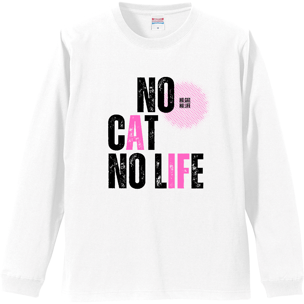 【NO CAT NO LIFE】ヴィンテージ風 タイポグラフィ ロンT