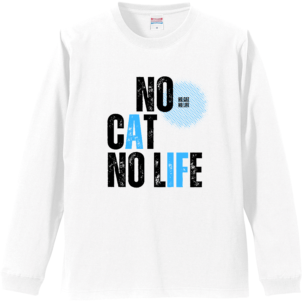 【NO CAT NO LIFE】ヴィンテージ風 タイポグラフィ ロンT
