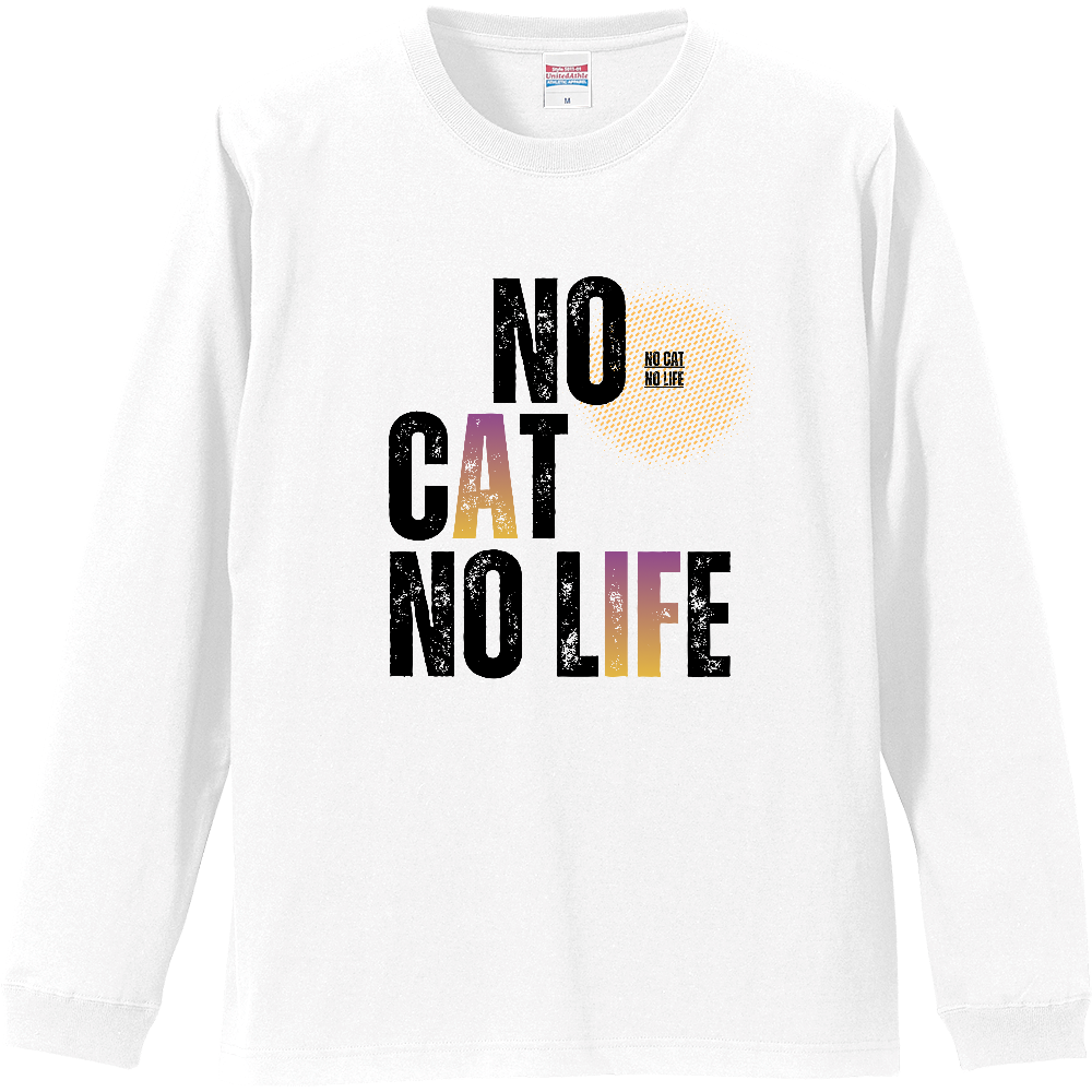 【NO CAT NO LIFE】ヴィンテージ風 タイポグラフィ ロンT