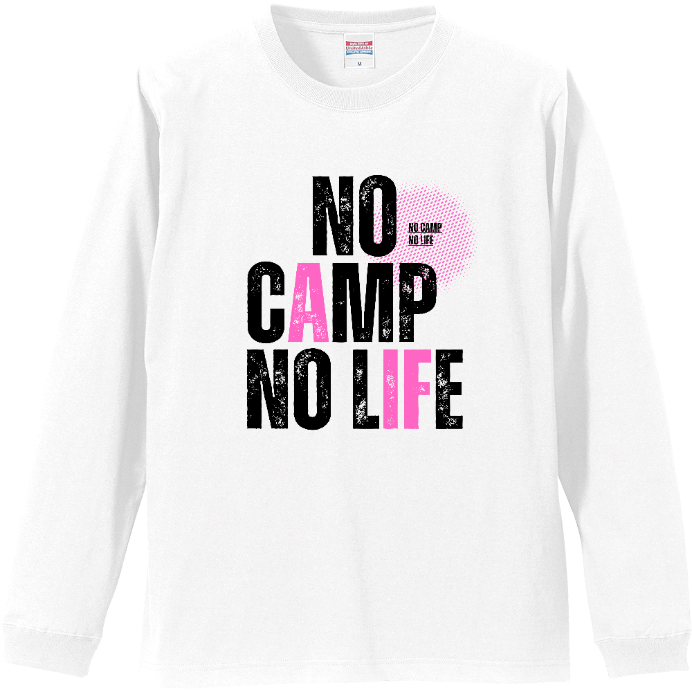 【NO CAMP NO LIFE】ヴィンテージ風 タイポグラフィ ロンT