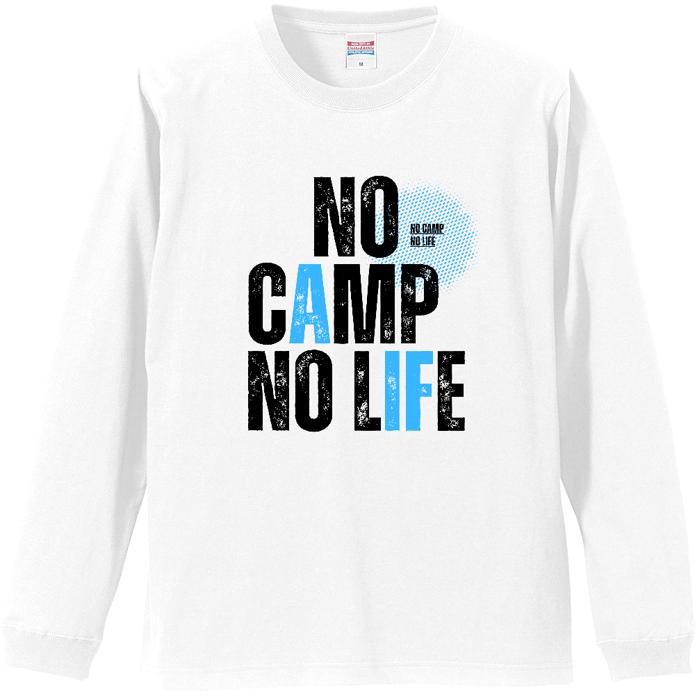  【NO CAMP NO LIFE】ヴィンテージ風 タイポグラフィ ロンT