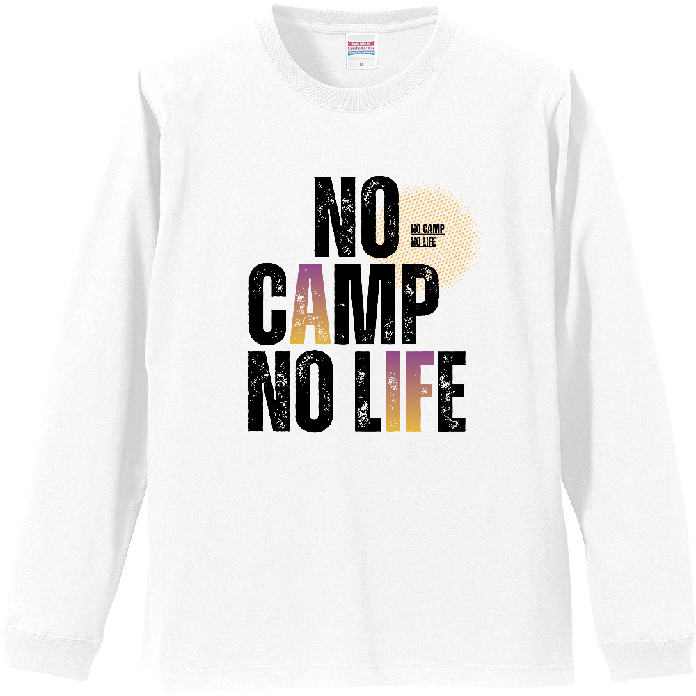  【NO CAMP NO LIFE】ヴィンテージ風 タイポグラフィ ロンT