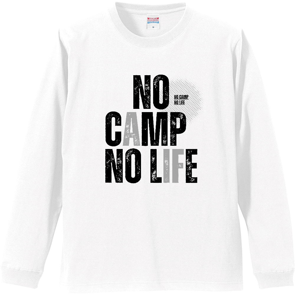  【NO CAMP NO LIFE】ヴィンテージ風 タイポグラフィ ロンT