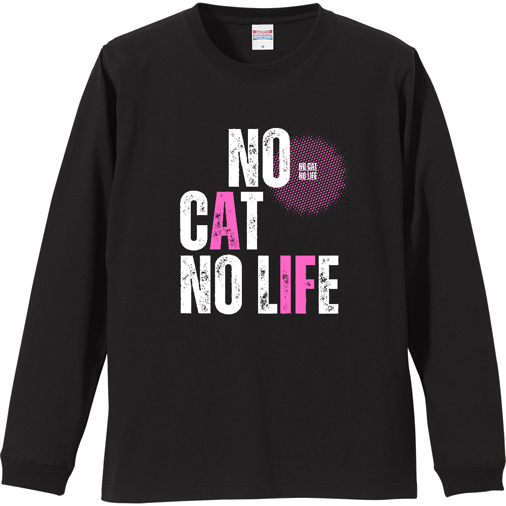 【NO CAT NO LIFE】ヴィンテージ風 タイポグラフィ ロンT