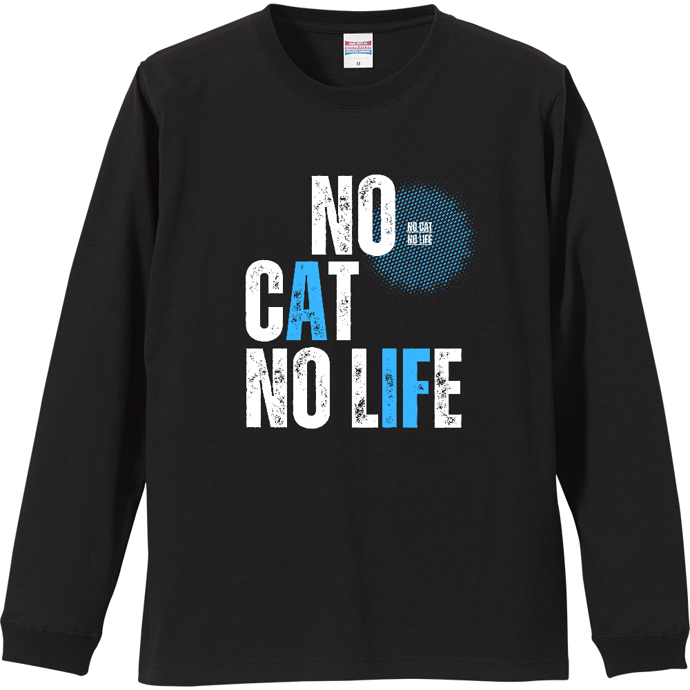 【NO CAT NO LIFE】ヴィンテージ風 タイポグラフィ ロンT