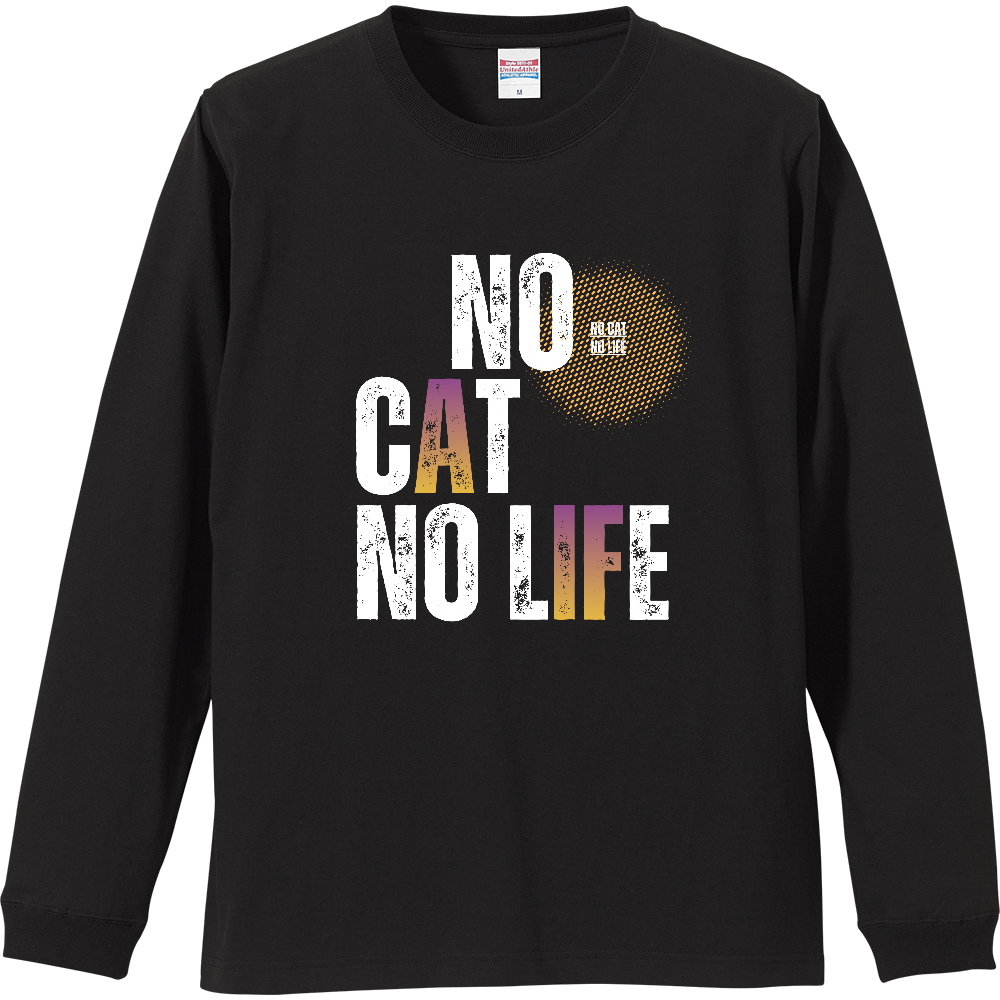 【NO CAT NO LIFE】ヴィンテージ風 タイポグラフィ ロンT