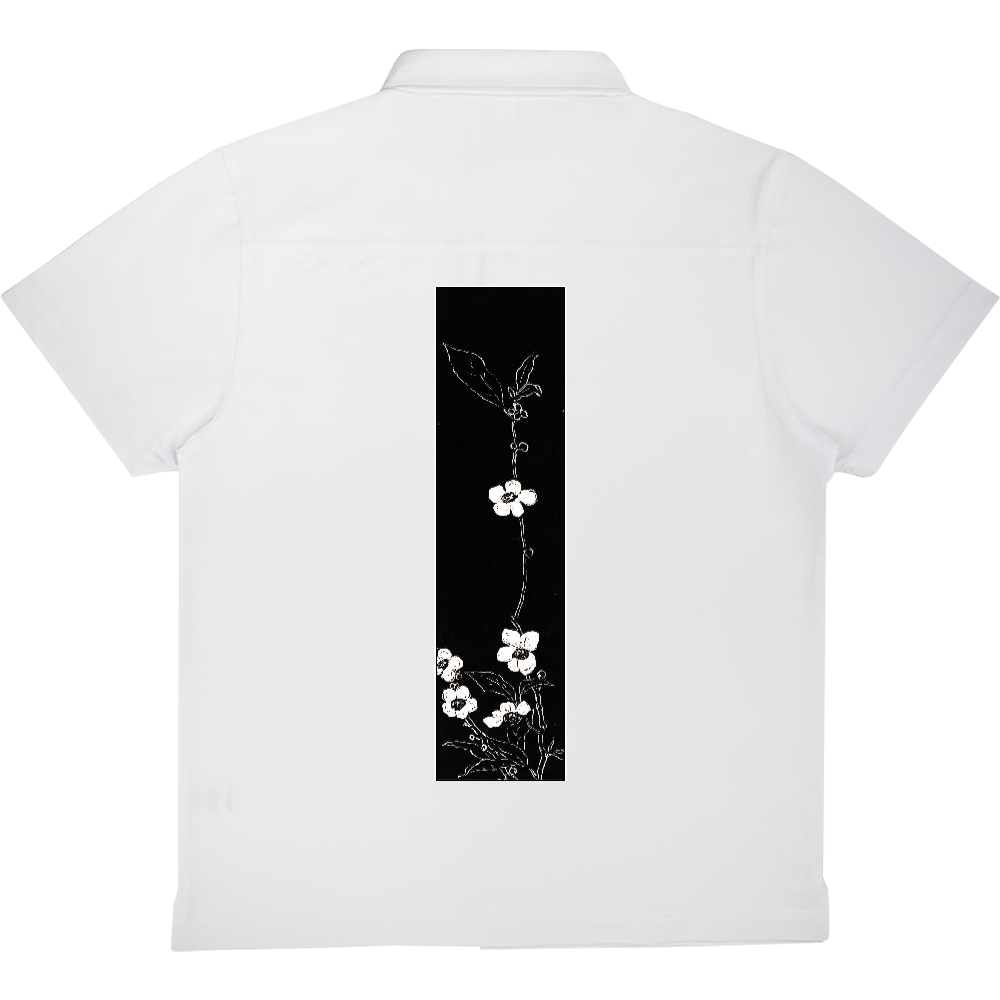 和風「白と黒、花模様」001