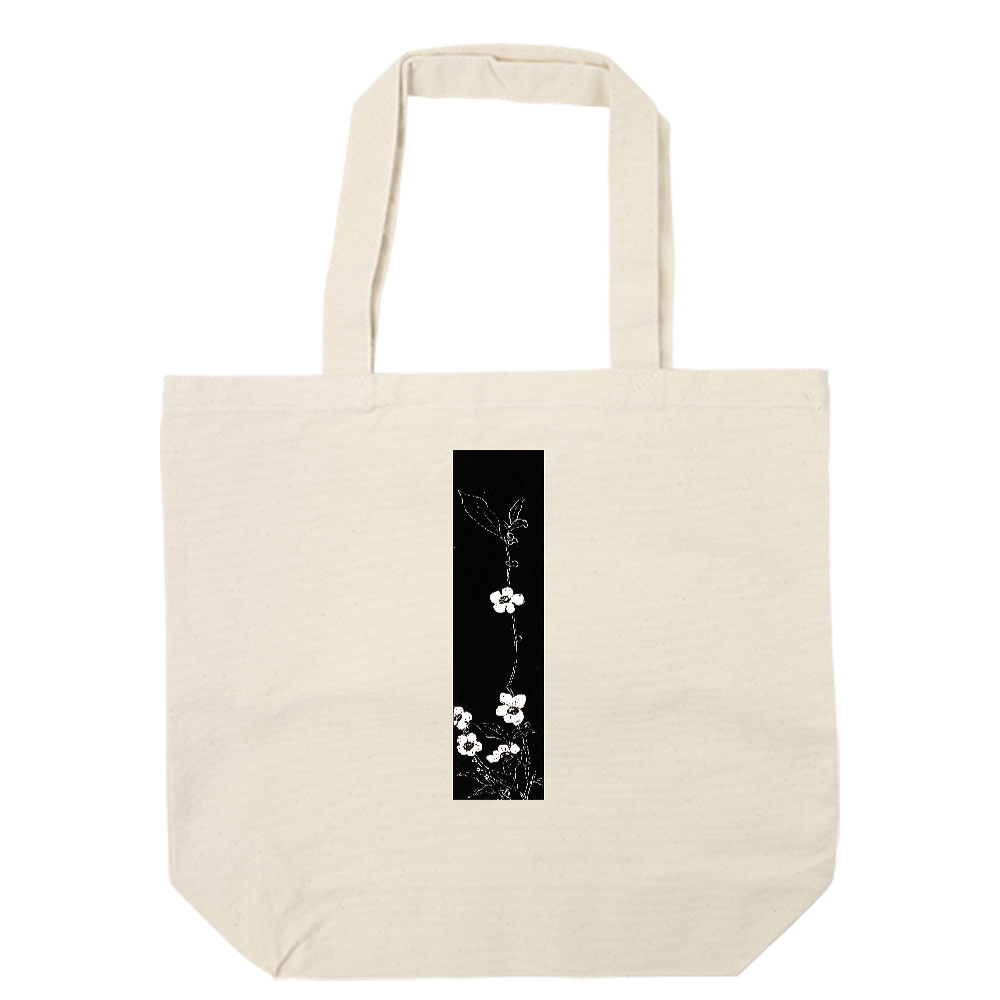 和風「白と黒、花模様」001（トートバッグ）