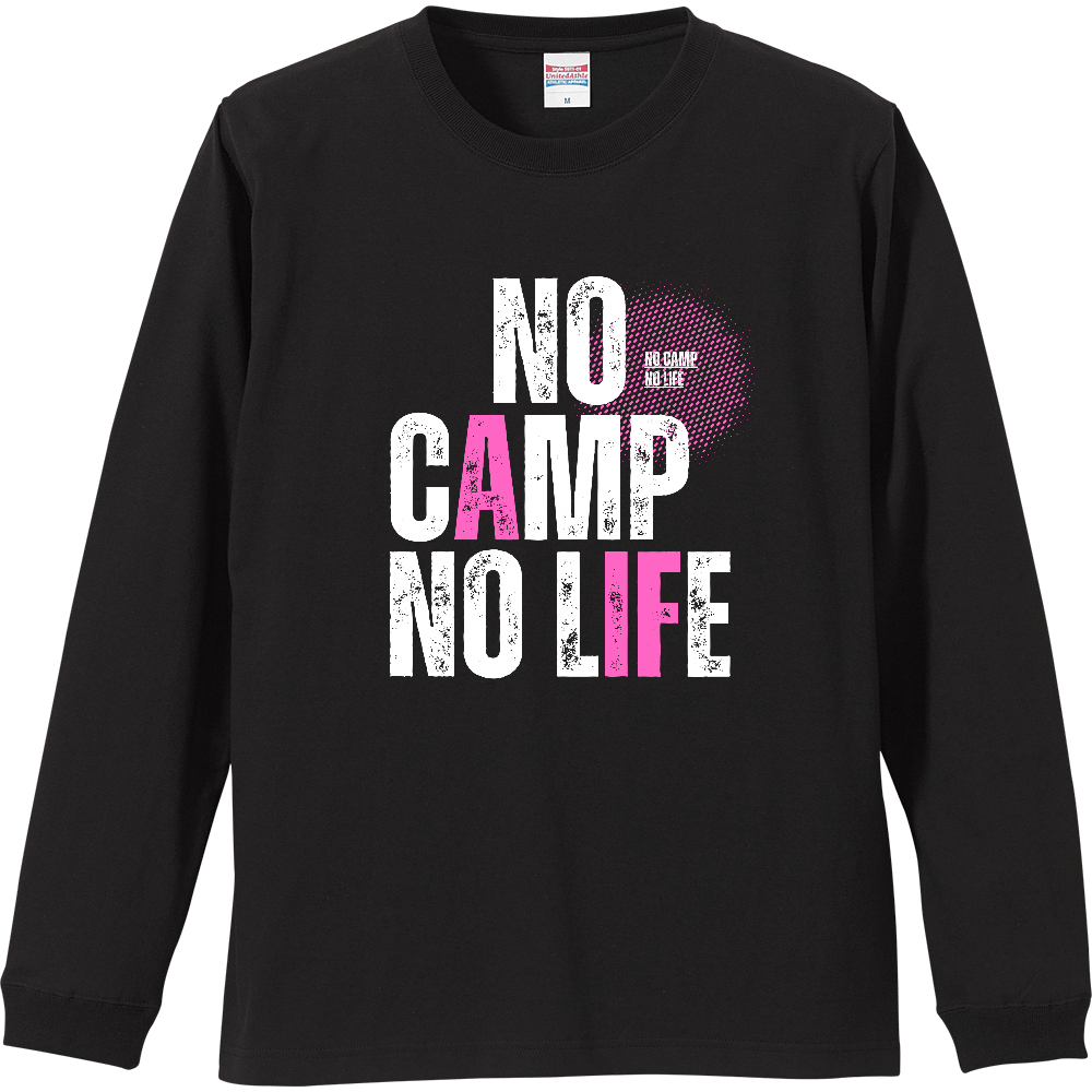 【NO CAMP NO LIFE】ヴィンテージ風 タイポグラフィ ロンT