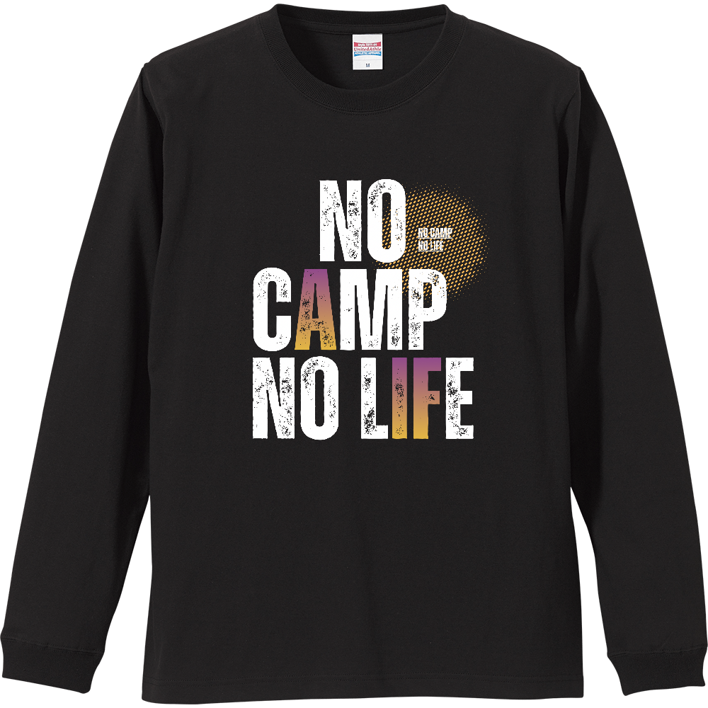 【NO CAMP NO LIFE】ヴィンテージ風 タイポグラフィ ロンT