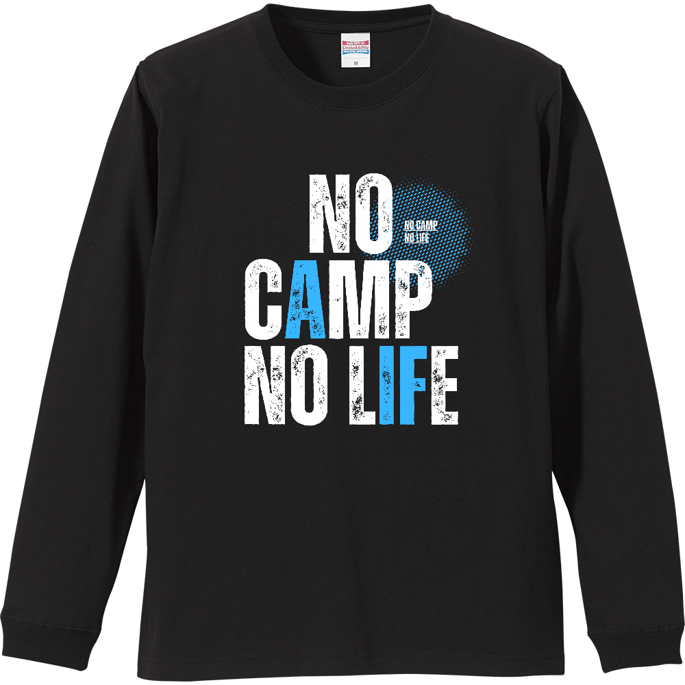 【NO CAMP NO LIFE】ヴィンテージ風 タイポグラフィ ロンT