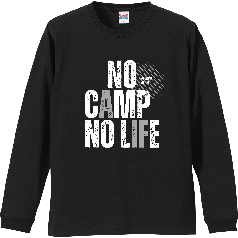 【NO CAMP NO LIFE】ヴィンテージ風 タイポグラフィ ロンT