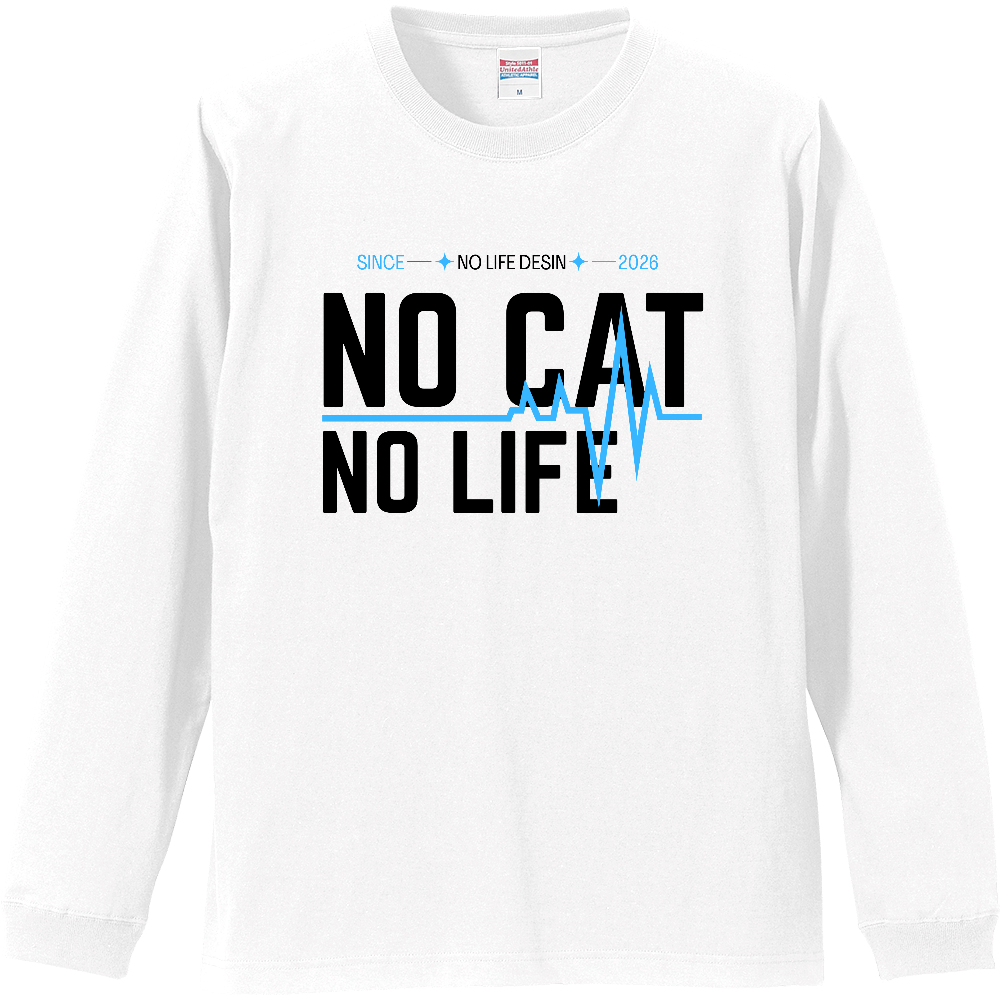 NO CAT NO LIFE】My Heartbeat ロンT（White & Black / 4 Color Lines）