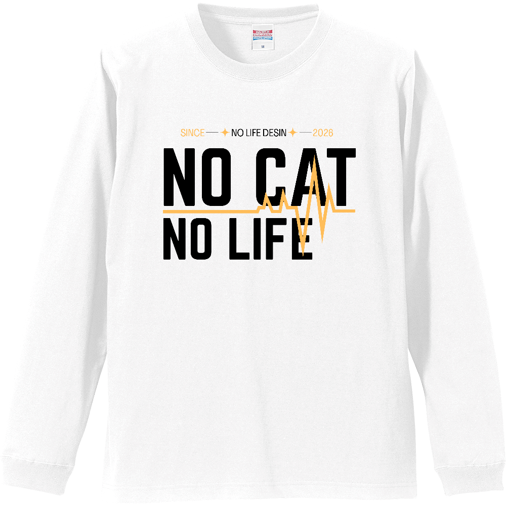 【NO CAT NO LIFE】My Heartbeat ロンT（White & Black / 4 Color Lines）