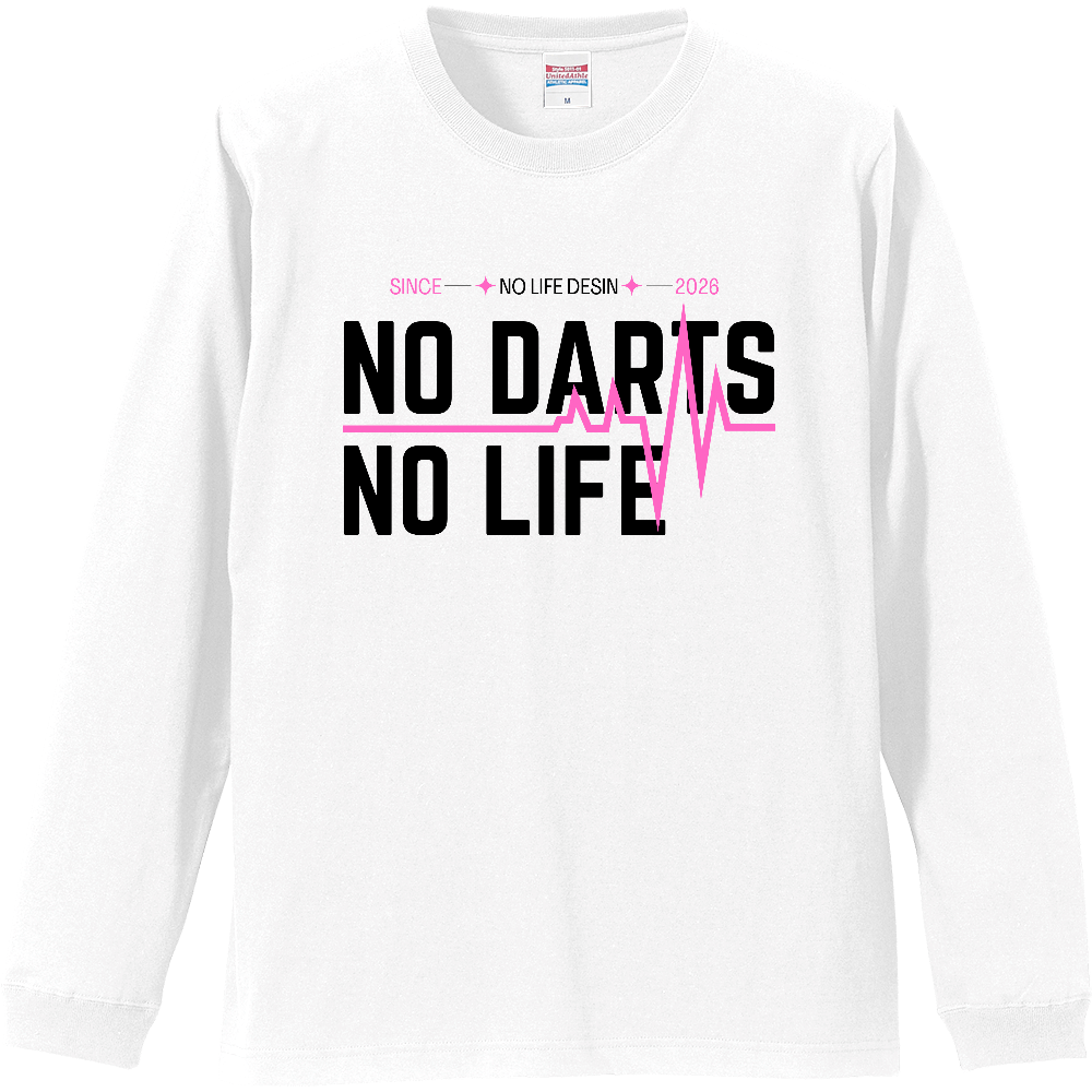 【NO DARTS NO LIFE】My Heartbeat ロンT（White & Black / 4 Color Lines）