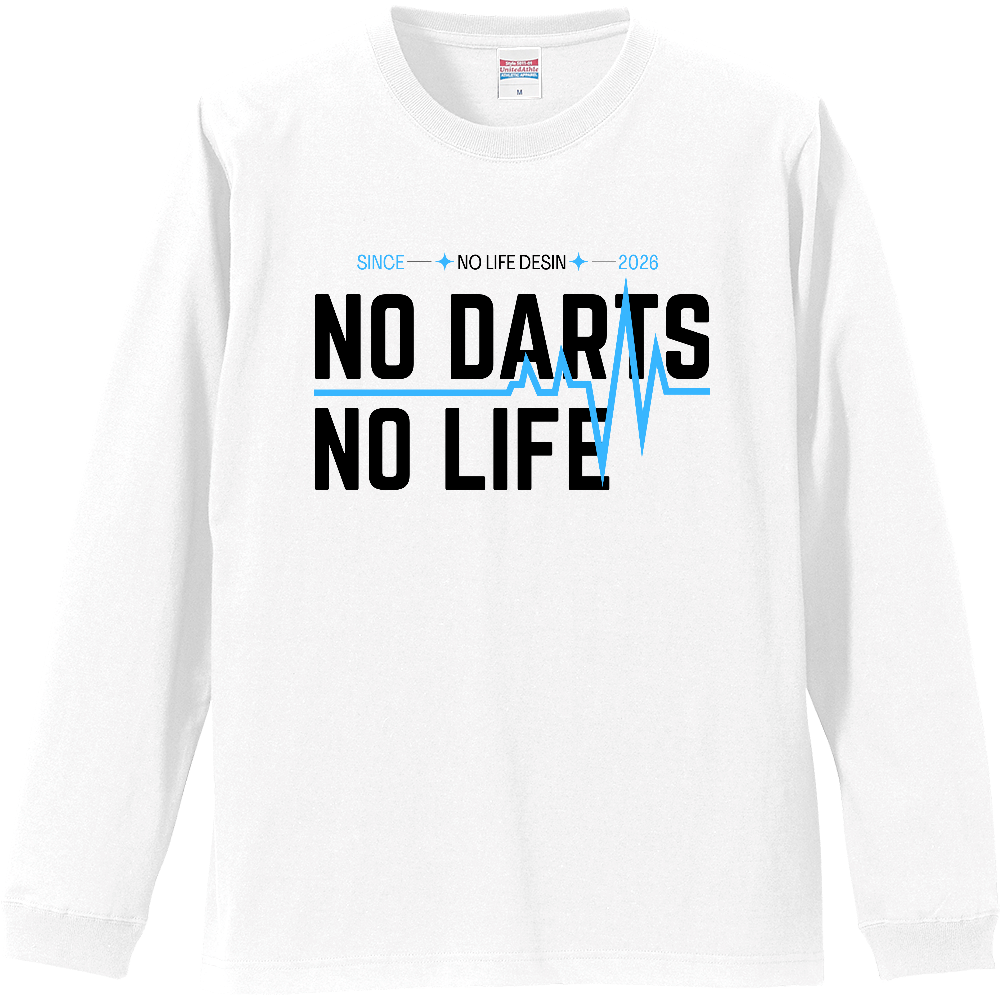 【NO DARTS NO LIFE】My Heartbeat ロンT（White & Black / 4 Color Lines）