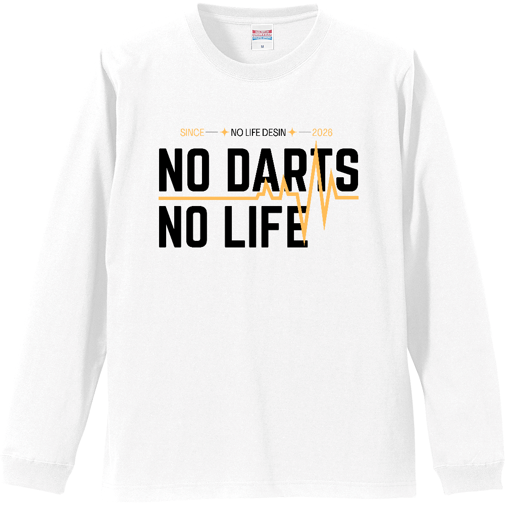 【NO DARTS NO LIFE】My Heartbeat ロンT(White & Black / 4 Color Lines)