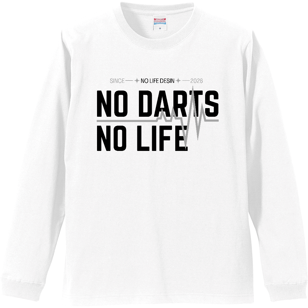 【NO DARTS NO LIFE】My Heartbeat ロンT（White & Black / 4 Color Lines）