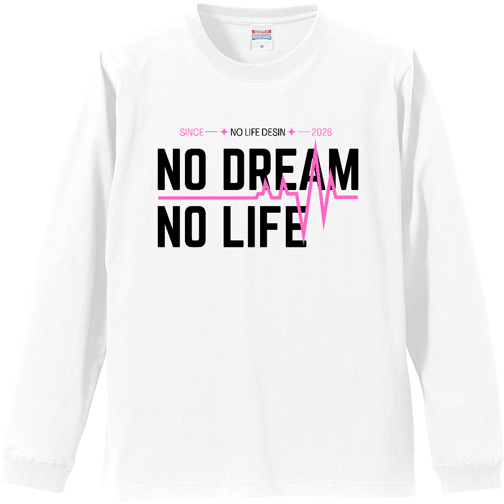 【NO DREAM NO LIFE】My Heartbeat ロンT（White & Black / 4 Color Lines）