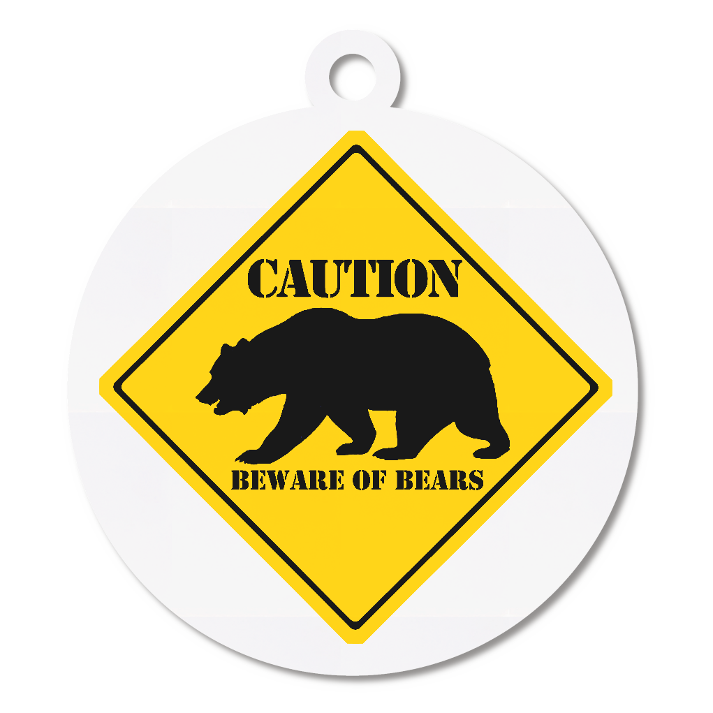CAUTION‐クマに注意！（キーホルダー丸型）