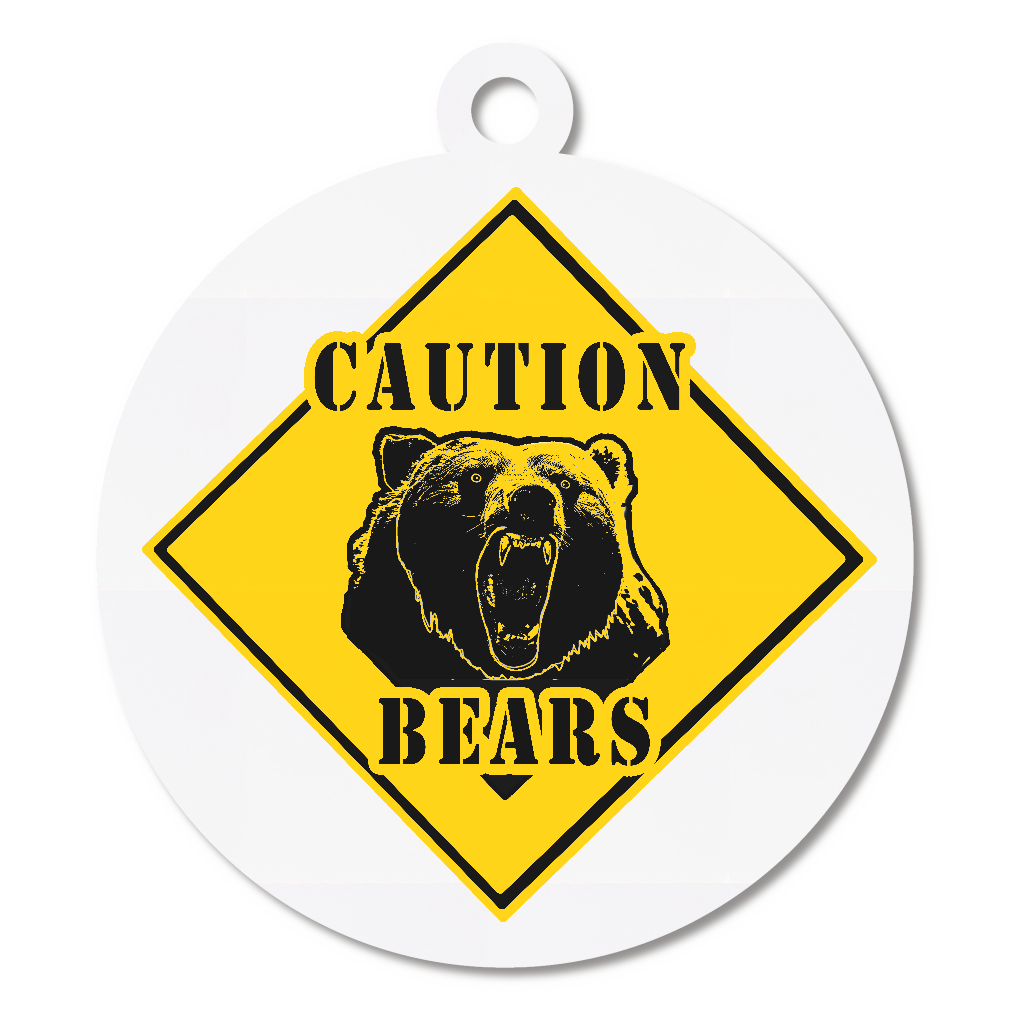 クマに注意「CAUTION‐Bears」キーホルダー丸型