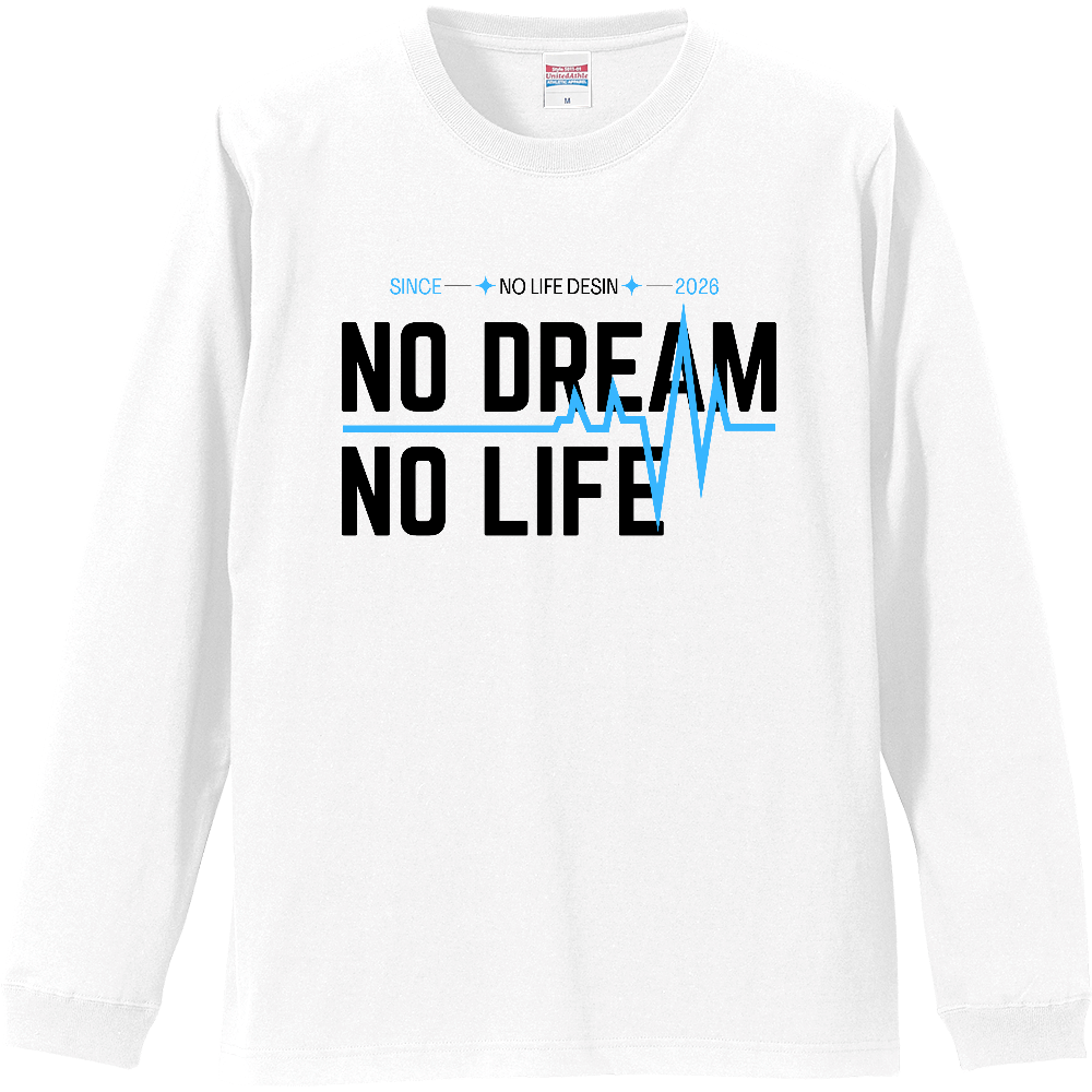 【NO DREAM NO LIFE】My Heartbeat ロンT（White & Black / 4 Color Lines）