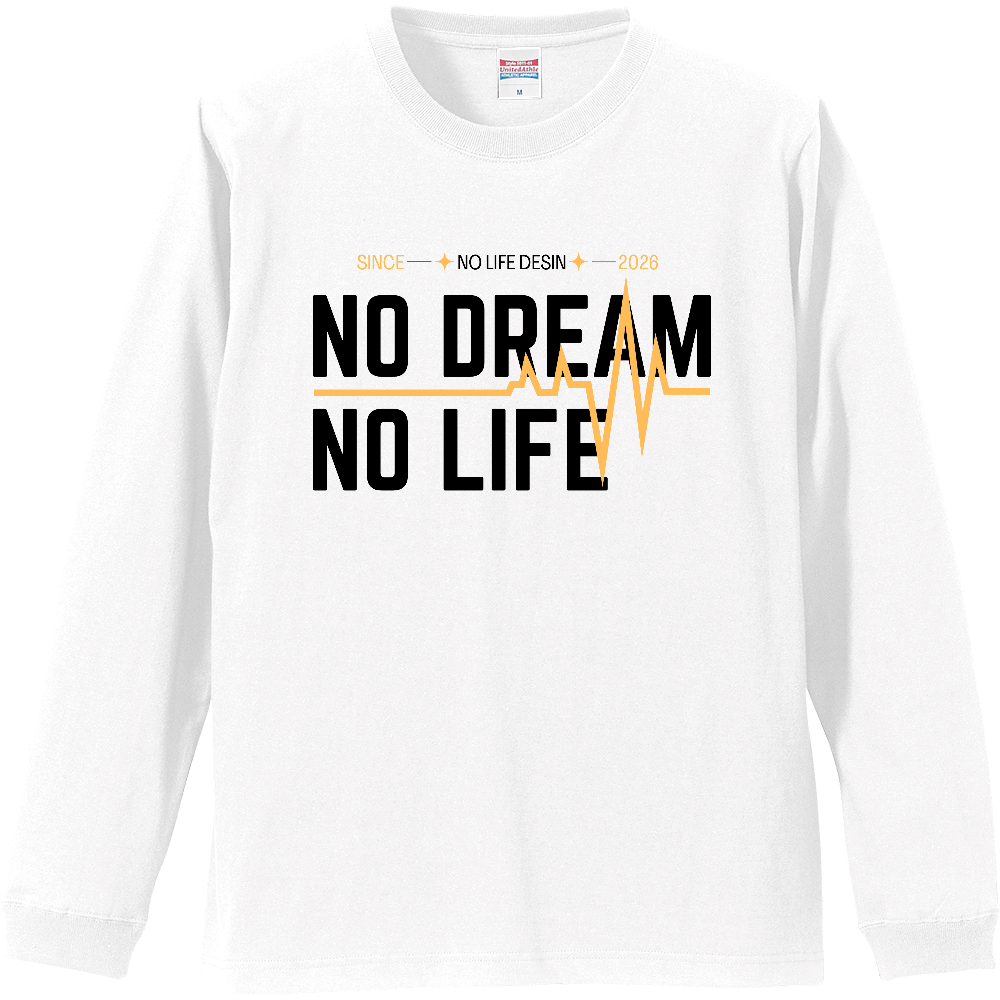 【NO DREAM NO LIFE】My Heartbeat ロンT（White & Black / 4 Color Lines）