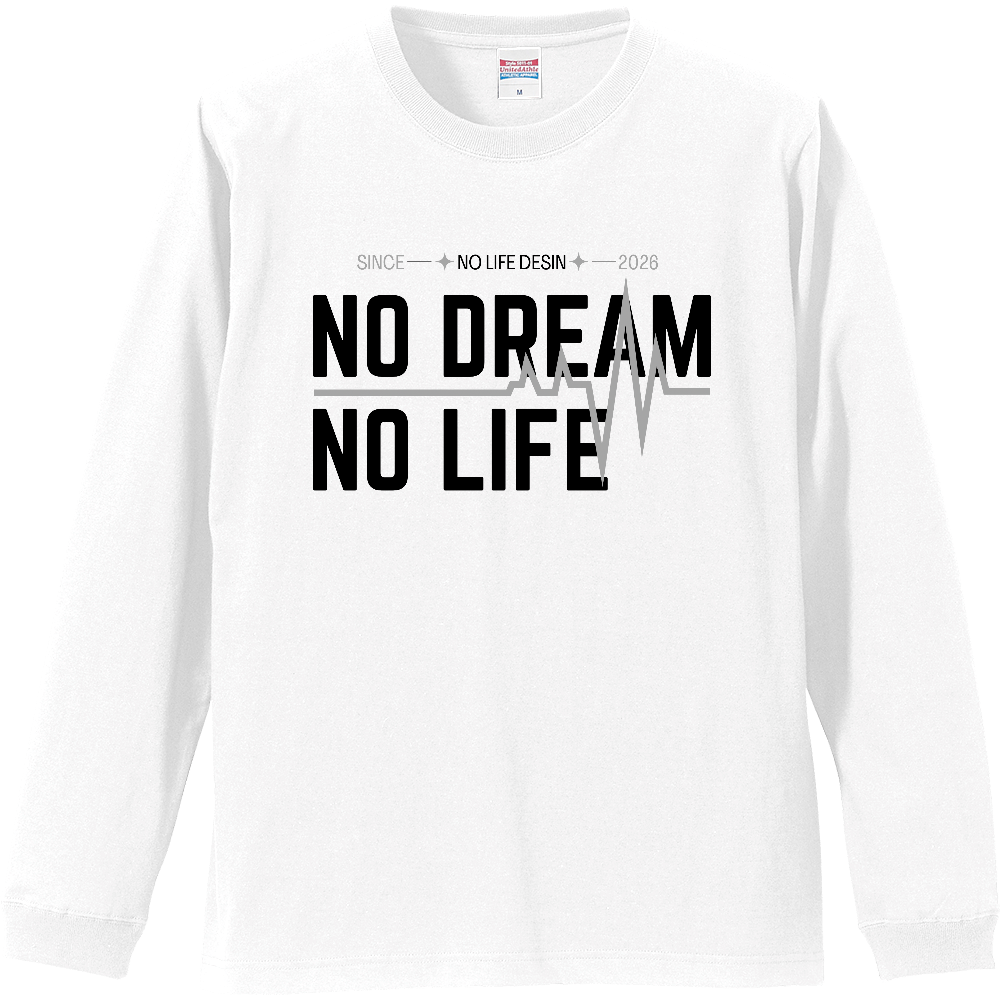 【NO DREAM NO LIFE】My Heartbeat ロンT（White & Black / 4 Color Lines）