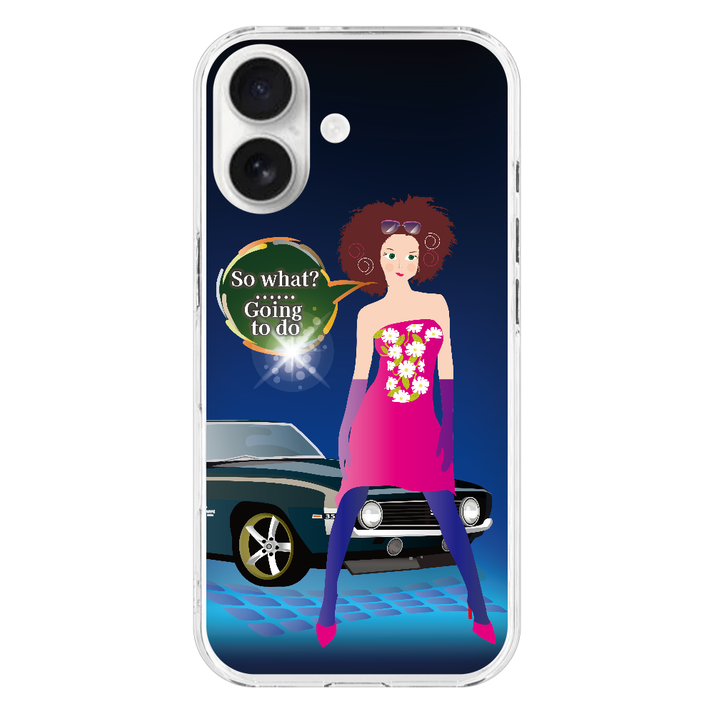 Q010　word『so what』 iPhone17 (透明)(ハードケース)｜PLATA