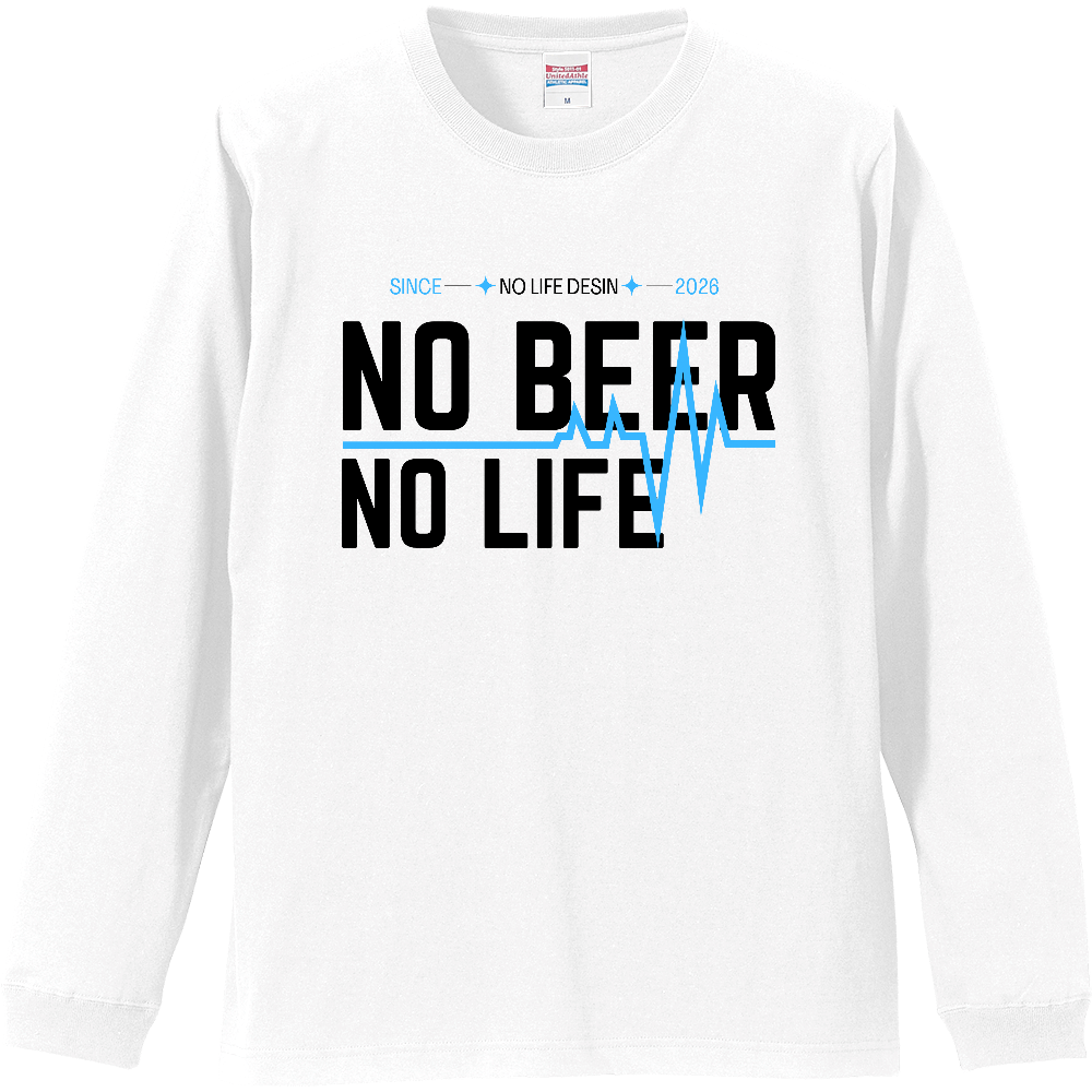 【NO BEER NO LIFE】My Heartbeat ロンT(White & Black / 4 Color Lines)