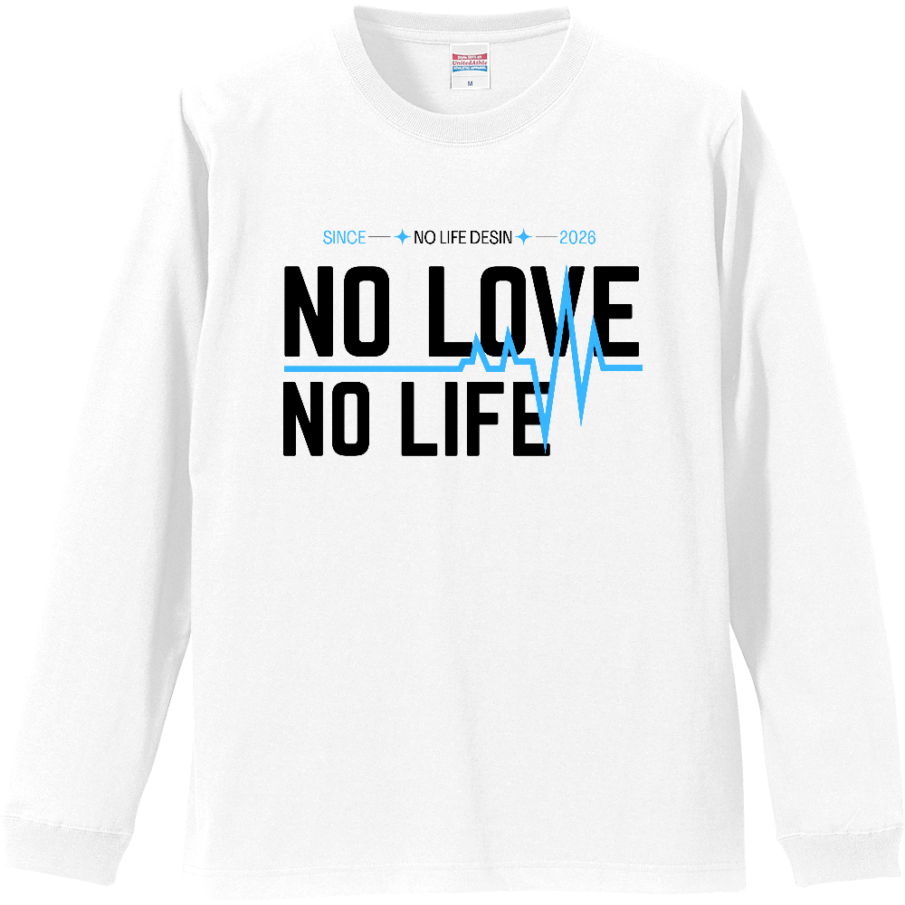 【NO LOVE NO LIFE】My Heartbeat ロンT（White & Black / 4 Color Lines）