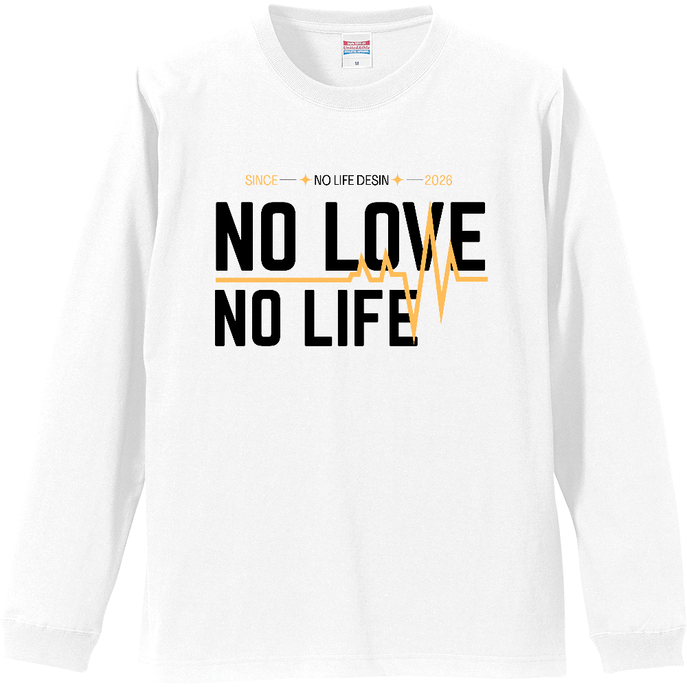 【NO LOVE NO LIFE】My Heartbeat ロンT（White & Black / 4 Color Lines）