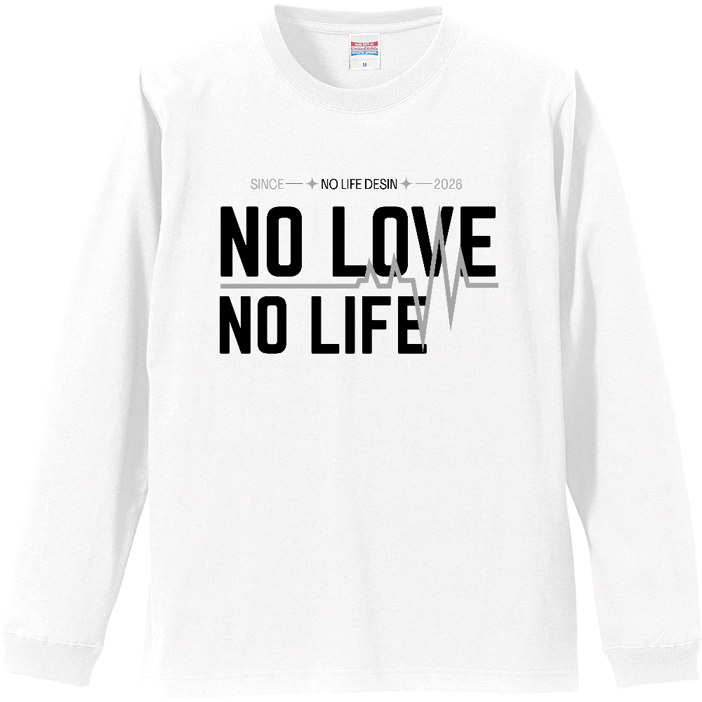  【NO LOVE NO LIFE】My Heartbeat ロンT（White & Black / 4 Color Lines）