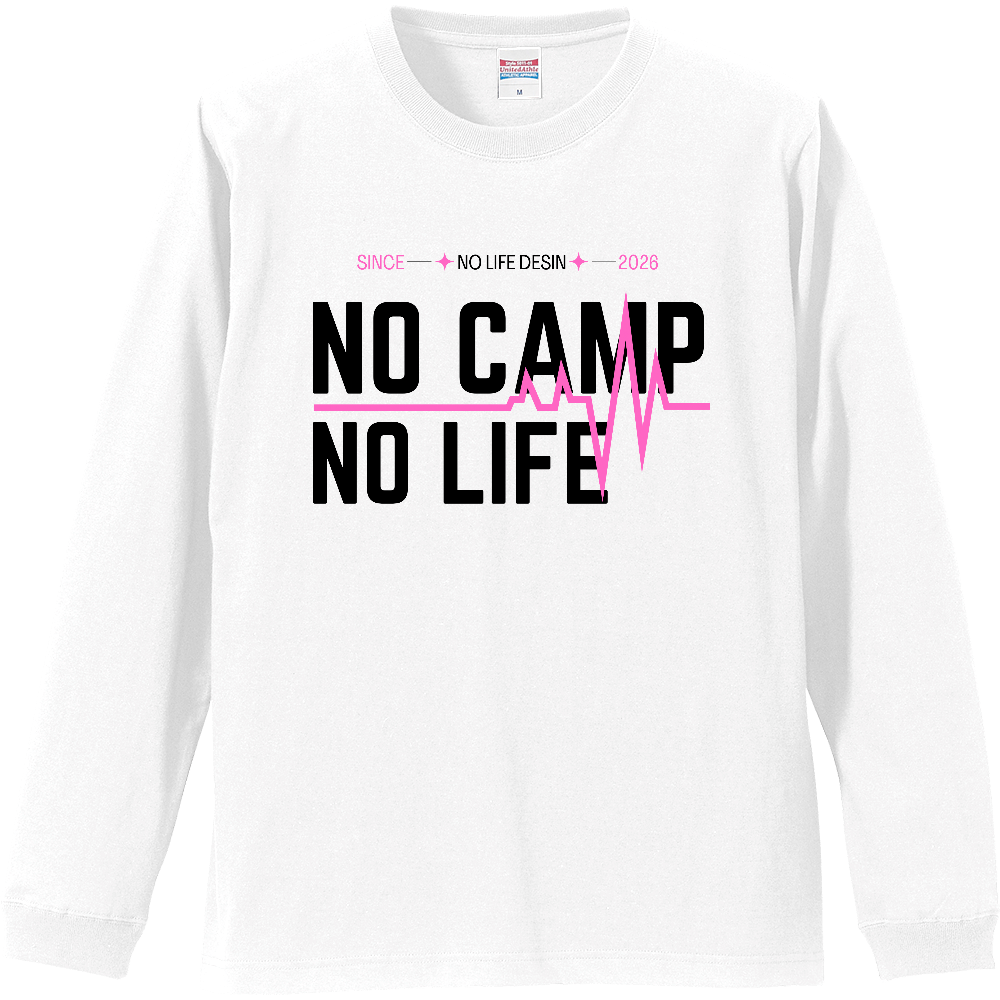 【NO CAMP NO LIFE】My Heartbeat ロンT（White & Black / 4 Color Lines）